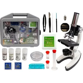 Výuková hračka LEAN Toys Dětský mikroskop v kufru&nbsp; 28 prvků 300x 600x 1200x