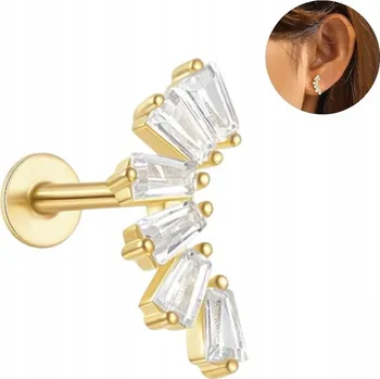 Náušnice PIERCING Labret ve ve zlaté barvě STŘÍBRO 925 HELIX CONCH 1,2/8