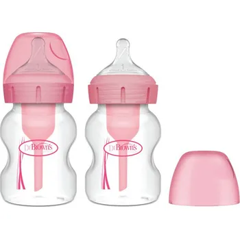 Kojenecká láhev Láhev s širokým hrdlem 150ml PP OPTIONS PLUS 2 ks růžová