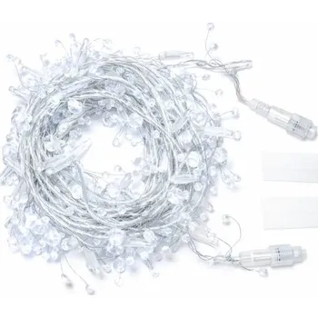 Vánoční dekorace DECOLED Eco Fix LED světelný řetěz venkovní 8 m s krystalky, ledově bílý, 80 diod, 36 V, čirý kabel IP44, prodlužovací