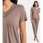 Dámské pyžamo dlouhé MORAJ viskózové dvoudílné pohodlné Mocca L