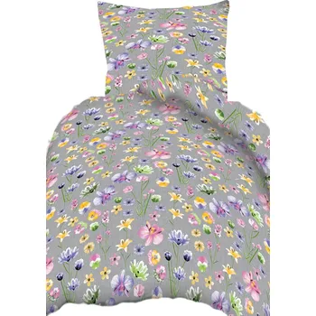 Povlečení 4sleep Krepové povlečení 140 × 200+70 × 90 cm - Květy malíře na šedém