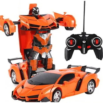 RC model auta Mamido Auto Robot Transformers 2v1 na dálkové ovládání RC oranžová červená