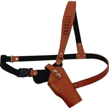 Příslušenství pro sportovní střelbu hrudní pouzdro pro praváka - hnědé, koženkové 353hHP