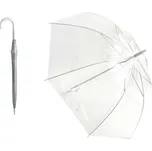 Deštník průhledný bílý plast/kov 82cm v sáčku