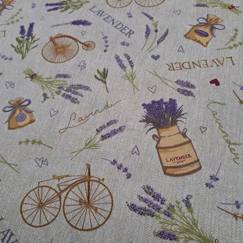 Pro útulný domov bavlněná látka LEVANDULE NA BÉŽOVÉ