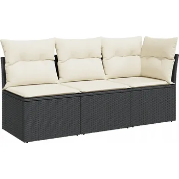 Zahradní sestava Ratanová sedací souprava na zahradu, černá, 4 díly