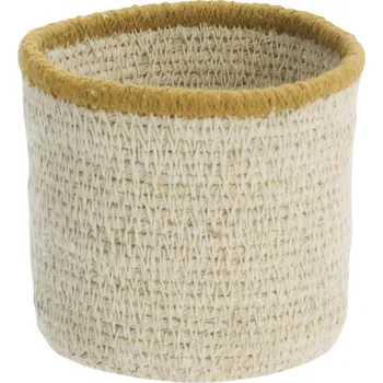 Piknikový koš MADAM STOLTZ Úložný košík White / Yellow edge Round