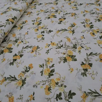 Pro útulný domov bavlněná látka RŮŽE ŽLUTÉ NA SMETANOVÉ