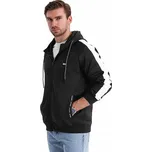 Pánská rozepínací mikina s kapucí a lampasy černá OM-SSZP-0210 V1 vel. XL