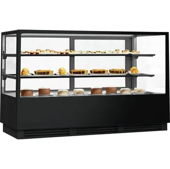 vasegastro Cukrářská chladicí vitrína - 2,0 m - 2 police - zrcadlová přední strana - hranatý (LED)