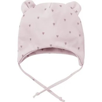 Kojenecké oblečení PINOKIO Čepička zavazovací Hello RŮŽOVÁ srdíčka - 62
