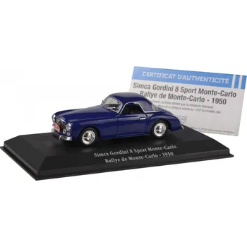 autíčko Simca Gordini 8 Sport Rally Monte-Carlo 1950 1:43 - Atlas časopis s modelem Simca Gordini - kovový model