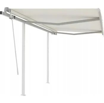 Stínicí technika Ručně navíjecí markýza se sloupky, 3,5 x 2,5 m, krémová