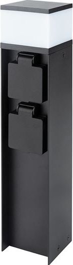 Solight.cz Zahradní sloupek s LED osvětlením, IP44, 2x zásuvka, černý – Solight PG13B