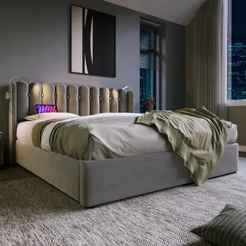 Postel Jednolůžková dřevěná postel Arhatreya 160x200 cm šedá