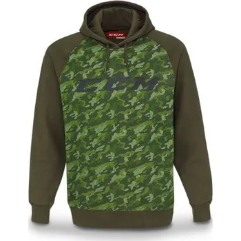Pánská mikina CCM Mikina CCM Camo Grit Fleece Pullover Hood JR, Barva GRN, Velikost L 508377