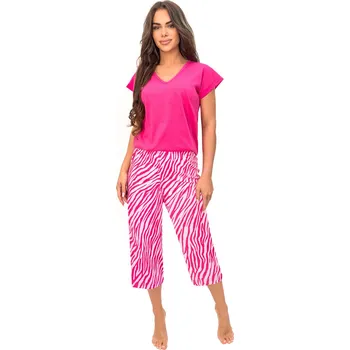 Dámské pyžamo PYŽAMO ZEBRA 3/4 fuchsie L