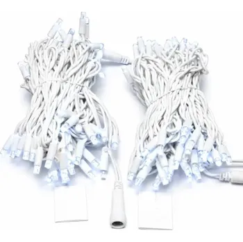 LED páska DECOLED Easy Fix LED světelný řetěz 20 m venkovní, ledově bílá, 120 diod, bílý kabel IP67, 2× 10 m, prodlužovací