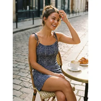 Dámské šaty Sinsay - Mini šaty na ramínka - námořnická modrá - 9044T-59X - 9044T-59X-XXS