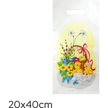 Dárková taška Taška velikonoční bílá 20 x 40cm - Kuřátka