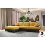 Rohová sedačka NEJBY PREMIUM YLARIS s úložným prostorem, levá, hořčicová látka/černá ekokůže + vyzvednutí ZDARMA