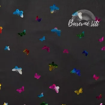 Galanterie Zimní softshell Motýlci, holografic (E) (Zimní softshell potištěný)