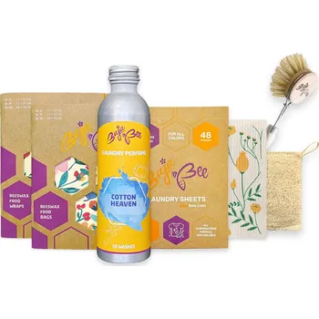 Termobox BajaBee Home Eco Set | Voskovaný pytlík XL 1 ks + Voskované ubrousky 4 ks + Prací papírky na 48 praní + Parfém na praní 250 ml + Domácí pomocníci 3 ks