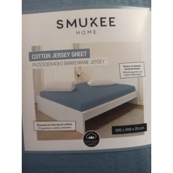 Prostěradlo Prostěradlo s gumičkou 100% bavlna Smukee 200x200x25 cm JERSEY modré