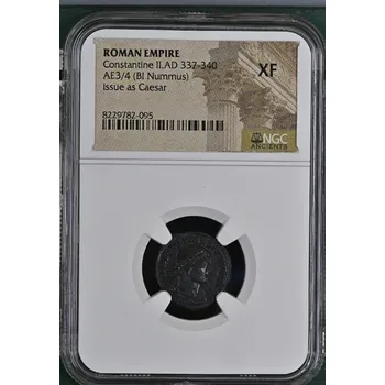 Římská říše - Konstantin II. – AE3 (bi nummus), 337–340 n. l., XF, NGC Ancients