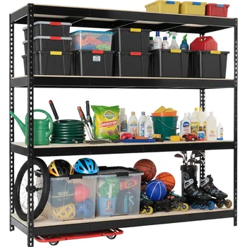 Dílenský regál Lakovaný černý regál Mamutex Heavy 1800x1800x700 mm – 4 police, nosnost 1200 kg