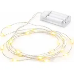 DECOLED LED světýlka na drátku na baterie kapičky 2 m, teple bílá, 20 diod, IP20 interiér, 3× AA
