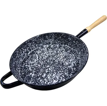 Pánev Perfect Home Smaltovaná pánev s dřevěnou rukojetí 30cm, 13062