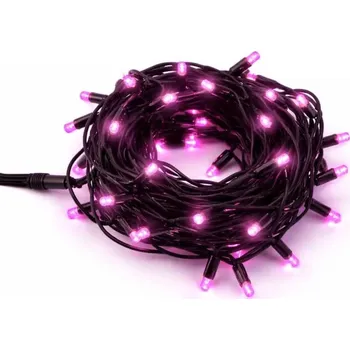 DECOLED Easy fix LED světelný řetěz venkovní 5 m růžový, 50 diod, černý kabel IP67, prodlužovací