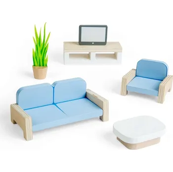 Domeček pro panenku Bigjigs Toys Dřevěný nábytek do domečku pro panenky Obývací pokoj