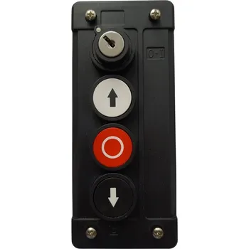 Garážová vrata ovládací trojtlačítko GfA uzamykatelné - klíčový spínač s tlačítky - povelové tlačítko s příkazy Otevřít / Stop / Zavřít, barva černá, na omítku