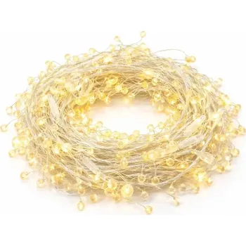 Vánoční dekorace DECOLED Eco Fix LED světelný řetěz venkovní 8 m s krystalky, teple bílý, 80 diod, 36 V, bílý kabel IP44, prodlužovací