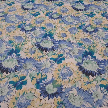 Pro útulný domov bavlněná látka KVĚTY ŽLUTOMODRÉ