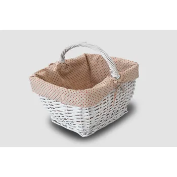 Nákupní košík Vingo Proutěný nákupní košík s látkou se srdíčky – bílý, 2. jakost Rozměry (cm): 43x31, v. 22