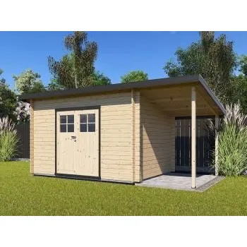 Zahradní stavba Zahradní domek Robin 350x250 Ekonomik, dvoukřídlé dveře s přístřeškem