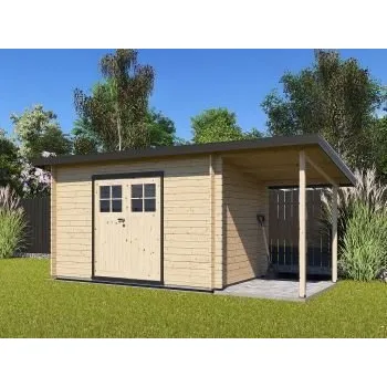 Zahradní domek Zahradní domek Robin 350x200 Ekonomik, dvoukřídlé dveře s přístřeškem