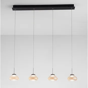 Fabas 3547-48-125 Arabella, závěsné svítidlo z ambrového skla na liště, 4x8W 3000K, délka 90cm