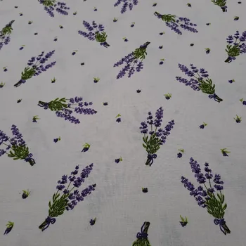 Pro útulný domov bavlněná látka LEVANDULE NA BÍLÉ