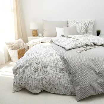 Povlečení Krepové povlečení Herbář + Proužek béžový Zapínání: zip, Velikost polštáře: 70x90, Velikost přikrývky: 140x200