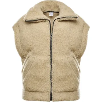 Vlnka Vlněná vesta na zip s límcem přírodní L/XL