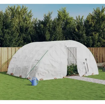 Skleník vidaXL Skleník s ocelovým rámem 20 m² 5 x 4 x 2,3 m [3188094] Barva: Bílá