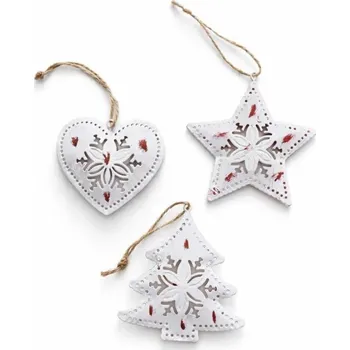 Velikonoční dekorace DECOLED Kovová vánoční závěsná ozdoba s patinou stromeček, vzorovaný