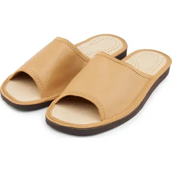 Pánské pantofle Vlnka Pánské kožené pantofle bez špice světle hnědá velikost obuv dospělí 42