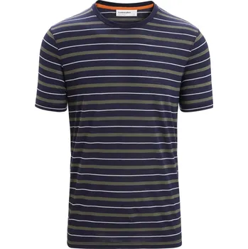 Dámské tričko Pánské tričko Merino Blend Wave SS Tee Stripe Icebreaker Loden velikost oblečení XL