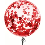 Průhledný balónek s konfetami srdce 46cm